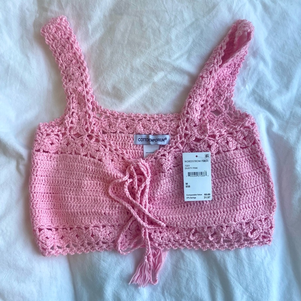 Pink crochet crop top
